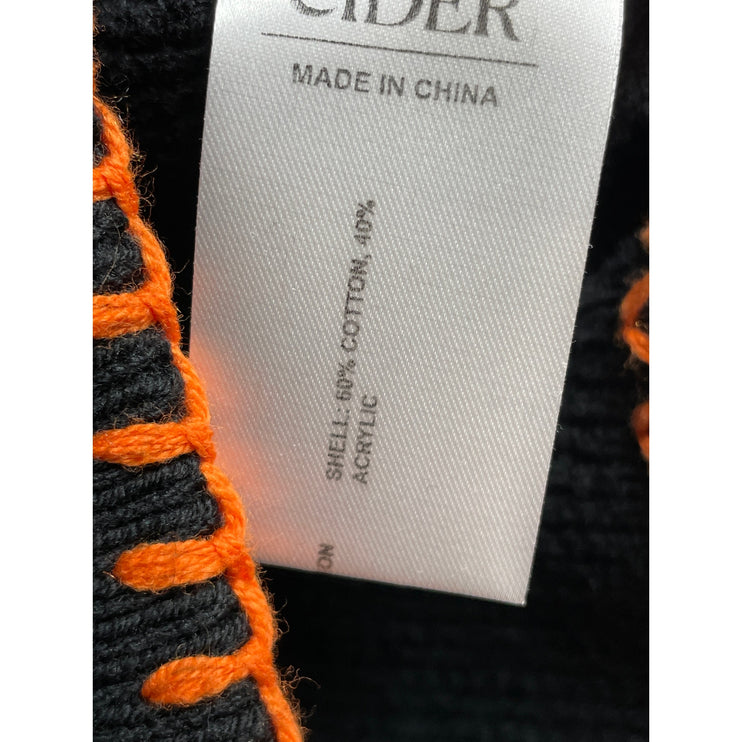 Cider Womens Black Coral Stitch Pumpkin Knit Button Up Cardigan Sweater Vest 3XL