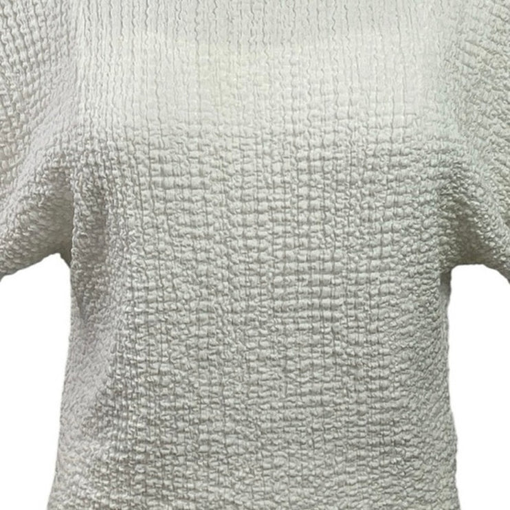 Zara Women's Light Gray Short Sleeve Gauze Cotton Mock Neck Blouse Top Size S
