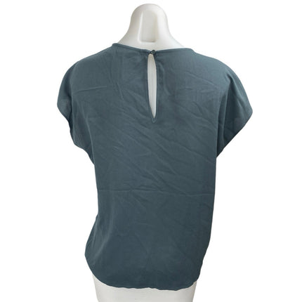 Halogen Women's Blue Short Sleeve Round Neck Pullover Casual Blouse Top Size S