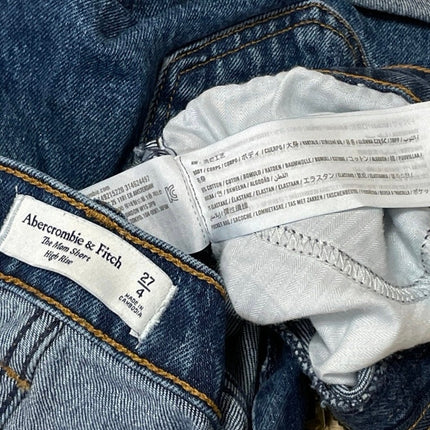Abercrombie & Fitch The Mom Women's Blue High Rise Cut Off Denim Jean Shorts 27