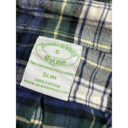 Brooks Brothers Men's Blue Plaid Long Sleeve Flannel Button Down Shirt Top Sz S