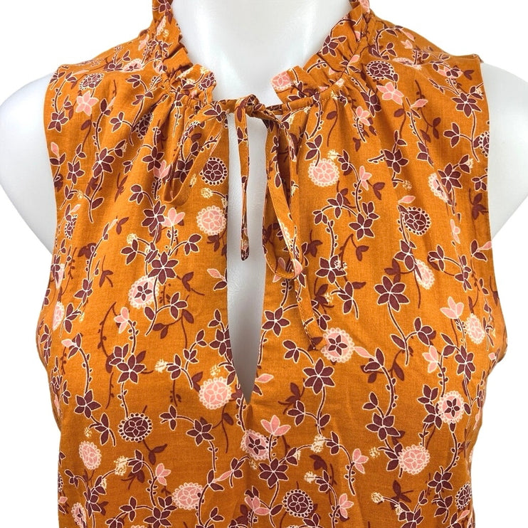 BB Dakota Steve Madden Sunny Disposition Orange Floral Tie Mini Tiered Dress S