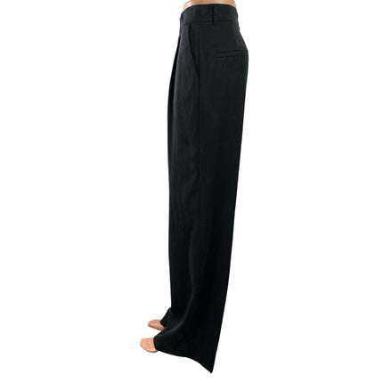 Zara Women's Black High Rise Pleated Straight Leg  Trousers Dress Pants Size S