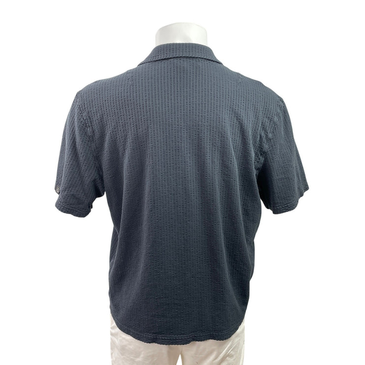 Rag & Bone Men's Blue Textured Short Sleeve Collared Button Down Shirt Top Sz L