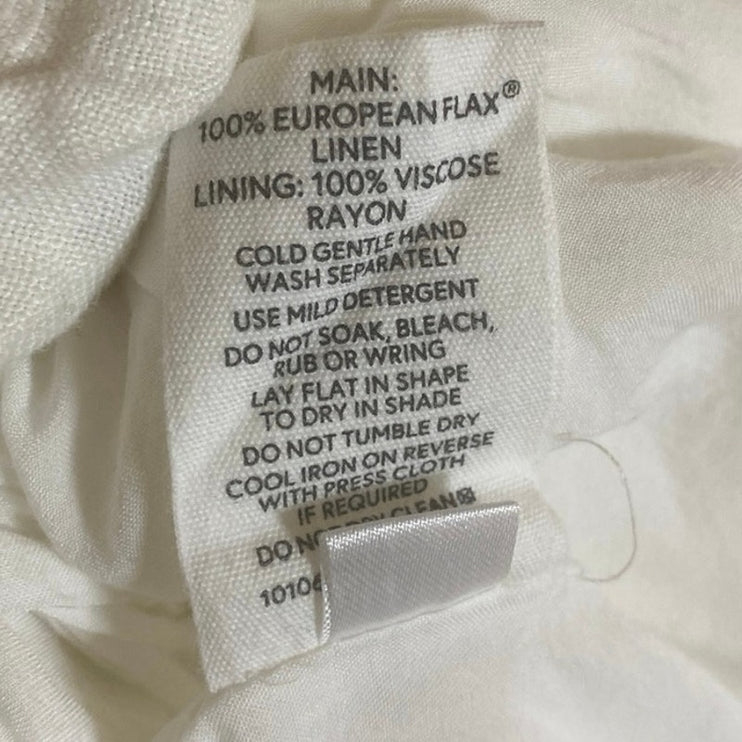 Glassons 100% Linen White Pleated High Rise Casual Lounge Summer Beach Shorts 8