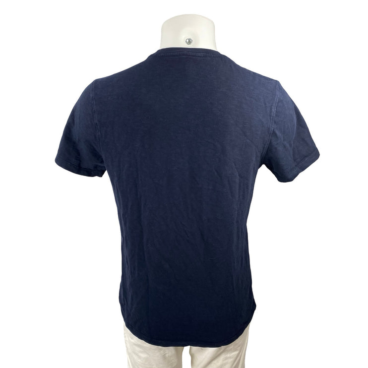 Quince Men's Navy Blue V Neck Short Sleeve Casual Plain Tee Basic T-Shirt Top M