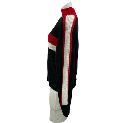 Sanctuary Women's Black Red Striped Turtleneck Ribbed Knit Sweater Top Size L