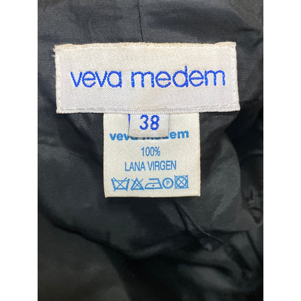 Veva Medem 100% Wool Gray Long Sleeve Notch Collar Blazer Over Coat Jacket Sz 38