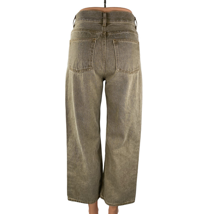 Cos Women's Green Gray Faded High Rise Wide Leg Baggy Denim Jeans Pants Size 25