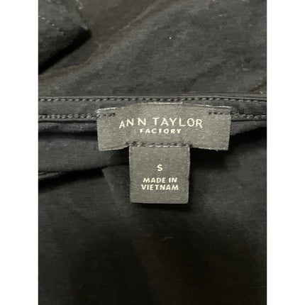 Ann Taylor Women's Black Short Bell Sleeve Round Neck Shirt Blouse Top Size S