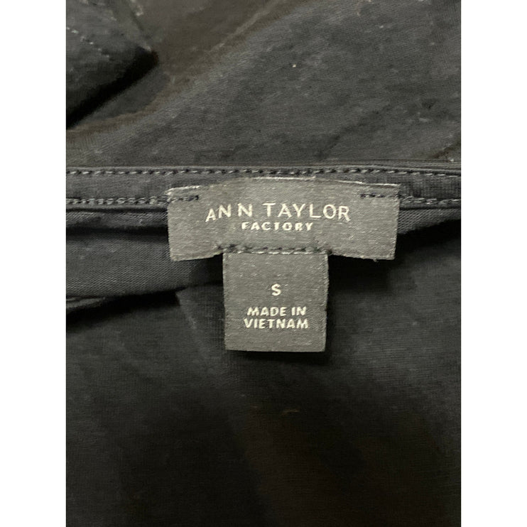 Ann Taylor Women's Black Short Bell Sleeve Round Neck Shirt Blouse Top Size S