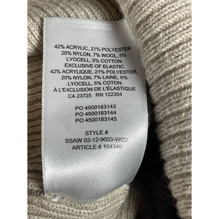 Aritzia Sunday Best Unisex Beige Ribbed Knit Cuffed Bonnet Beanie Hat Cap OS