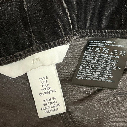 H&M Women's Black Velvet Velour High Rise Pleated Wide Leg Trousers Pants Size S