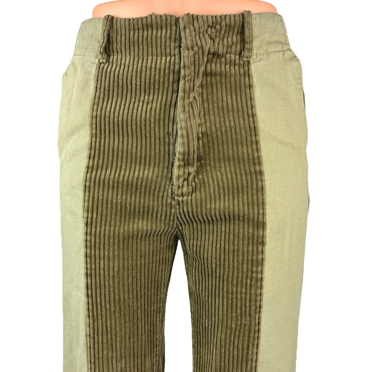 Urban Outfitters Corina Green Corduroy Colorblock High-Waist Trousers Pants 0