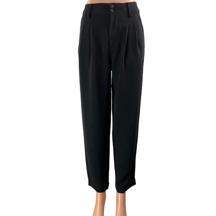 Madewell Women's Black High Waisted Straight Leg Pleated Trousers Pants Size 00