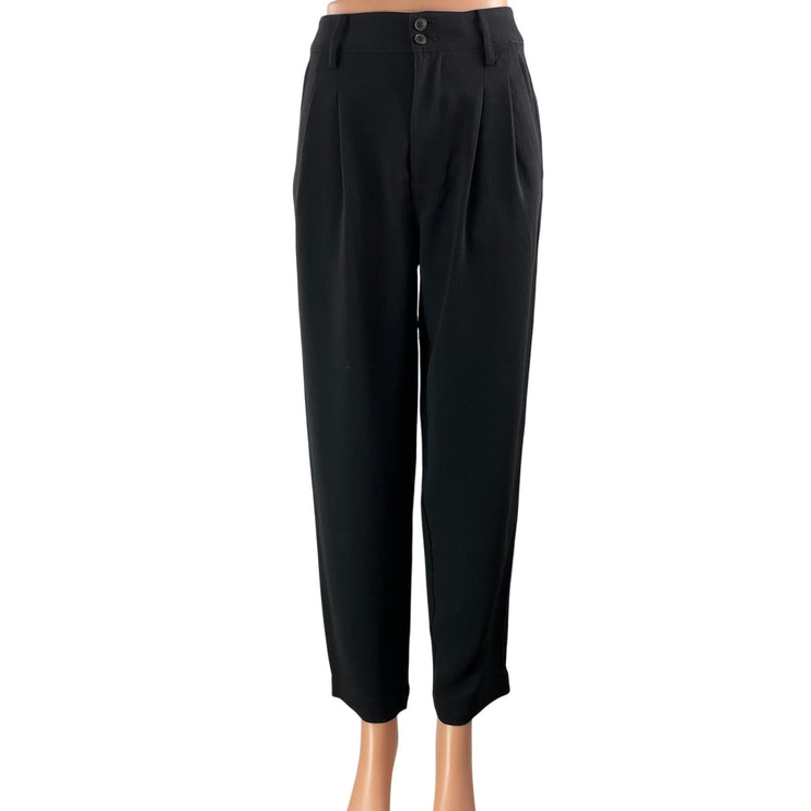 Madewell Women's Black High Waisted Straight Leg Pleated Trousers Pants Size 00