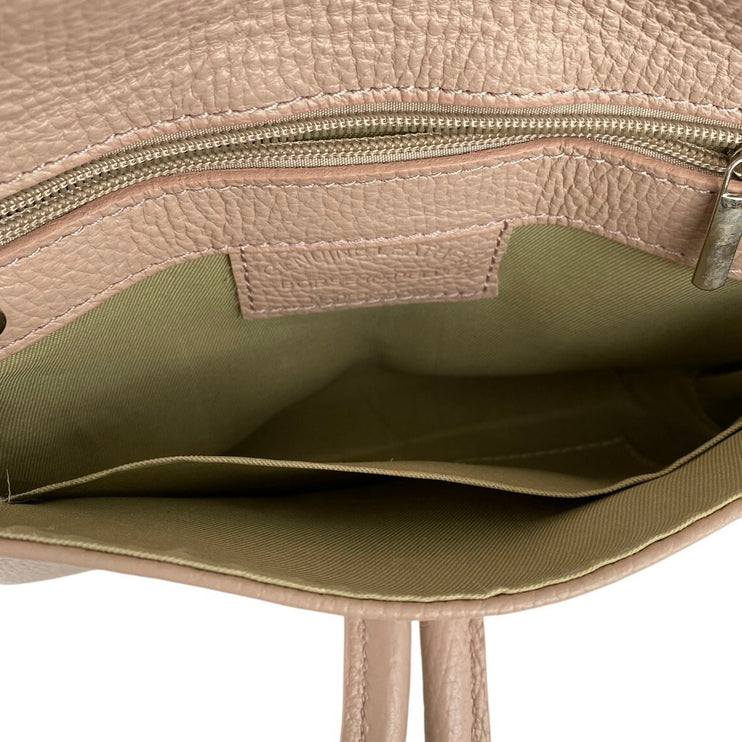 Borse in Pelle Beige Nude Leather Crossbody Knot Loop Clutch Purse Handbag OS