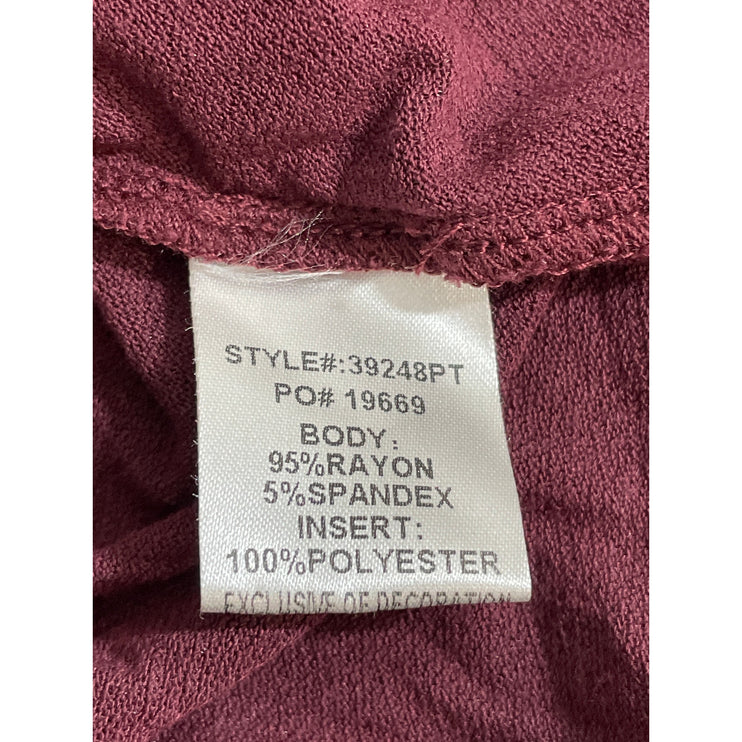 Skies are Blue Women's Red Maroon Embroidered Pleat Cami Tank Blouse Top Size XS