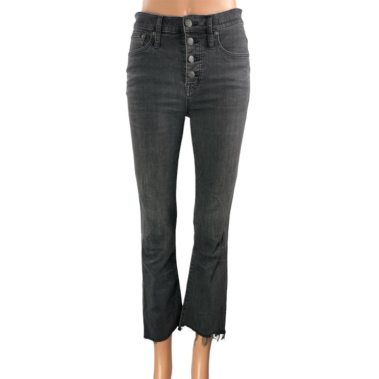 Madewell Cali Demi Boot Women's Black Button Fringe Flare Denim Jeans Size 26