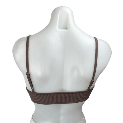 Aritzia Babaton Brown Ribbed Sleeveless Cami Camisole Brallette Crop Tank Top XS