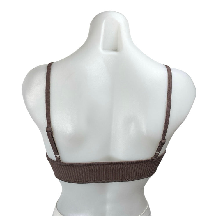Aritzia Babaton Brown Ribbed Sleeveless Cami Camisole Brallette Crop Tank Top XS