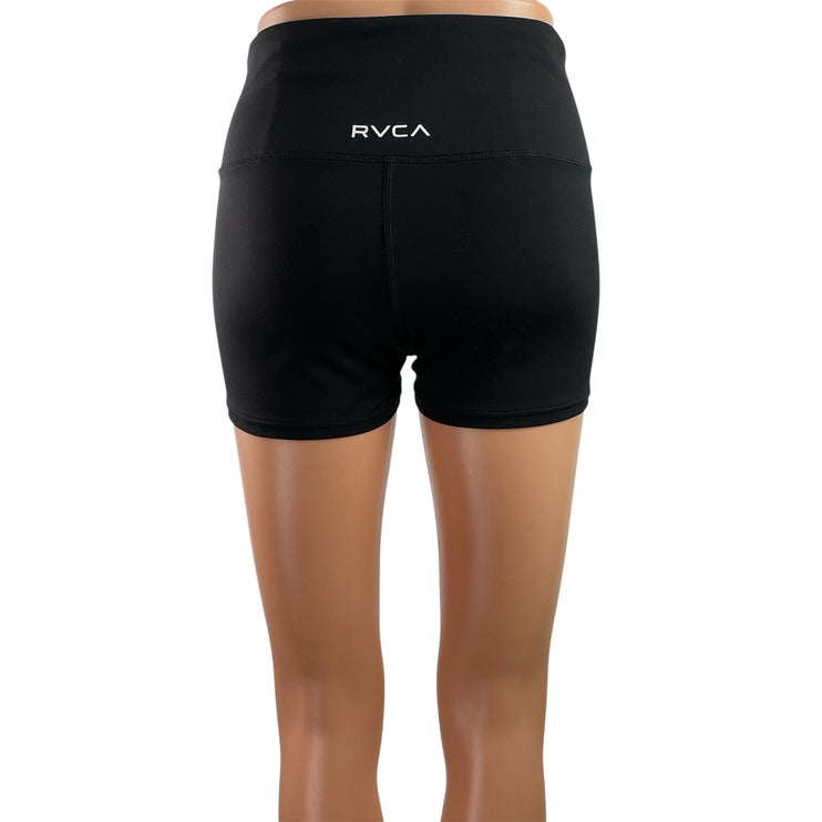 RVCA Womens Black Mid Rise Workout Athletic Activewear Running Biker Shorts S