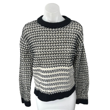 Proenza Schouler Women's Black White Striped Long Sleeve Pullover Sweater Top M