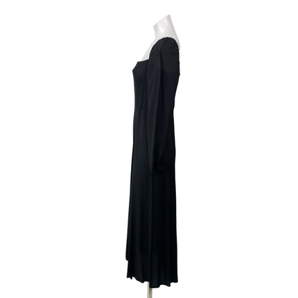 Reformation Sigmund Women's Black Long Sleeves Fitted Square Neck Midi Dress 6