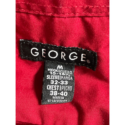 George Men's Red Long Sleeve Chest Pocket Casual Button Down Shirt Top Size M