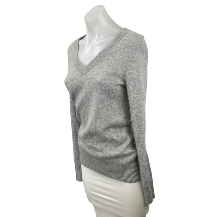 Aqua Women's Gray 100% Cashmere Long Sleeve V Neck Knit Sweater Top Size XS