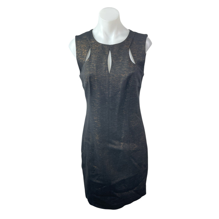 NEW Laundry by Shelli Segal Black Copper Ponte Sleeveless Mini Sheath Dress 6