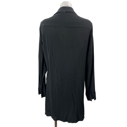 PQ Swim Millie Womens Black Long Sleeves Gold Ring Buckle Collared Cover Up XS/S