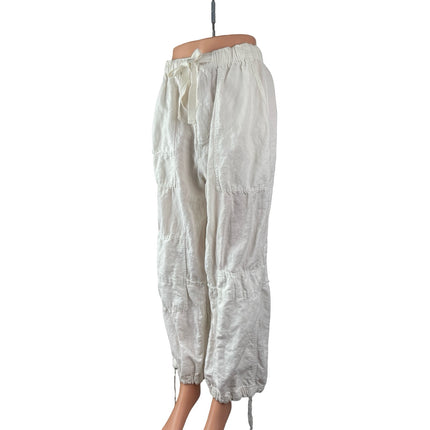 Zara Women's White High Waisted Baggy Loose Jogger Trousers Pants Size XS/S