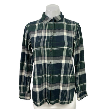 Uniqlo Womens Green Plaid Flannel Check Long Sleeve Button Down Shirt Top Size S