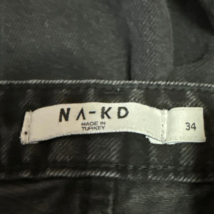 NA-KD Women's Black High Waisted Straight Wide Leg Casual Denim Jeans Size 34