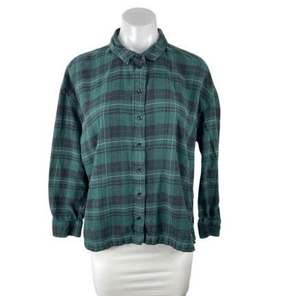 Madewell Women's Green Plaid Check Collared Long Sleeve Button Down Shirt Top M