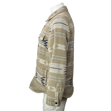 Todd Snyder Men's Beige Printed Long Sleeve Sherpa Snap Shirt Jacket Shacket M