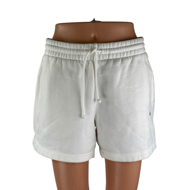 Aritzia TNA Sweatfleece Women's White Boyfriend Fit Lounge Mini Shorts Size S
