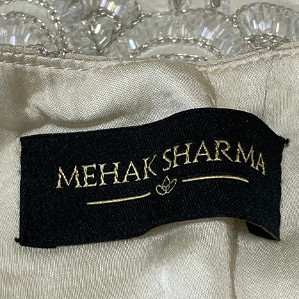 Mehak Sharma Women's White Sleeveless Strapless Beaded Corset Bustier Top XS/S