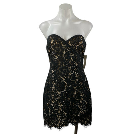 NEW Tobi Black Floral Lace Strapless Sweetheart Sleeveless Mini Sheath Dress L