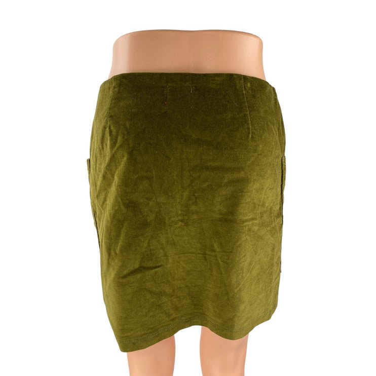 Urban Outfitters BDG Women's Green Velvet Velour Button Pencil Mini Skirt Size S