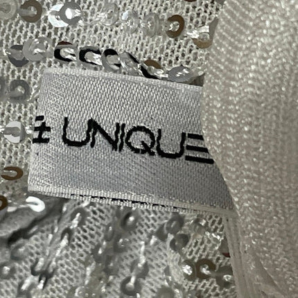 Trendy & Unique Silver Sleeveless Sequin Halter Cowl Neck Romper Jumpsuits Sz M