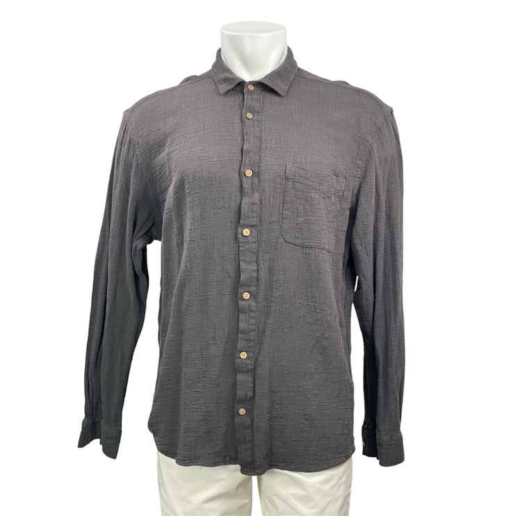 Insight Men's Dark Gray Long Sleeve Button Down 100% Cotton Shirt Top Size XL