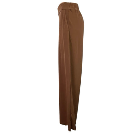 Women's Brown High Waisted Wide Leg Pocket Baggy Trousers Dress Pants Size M
