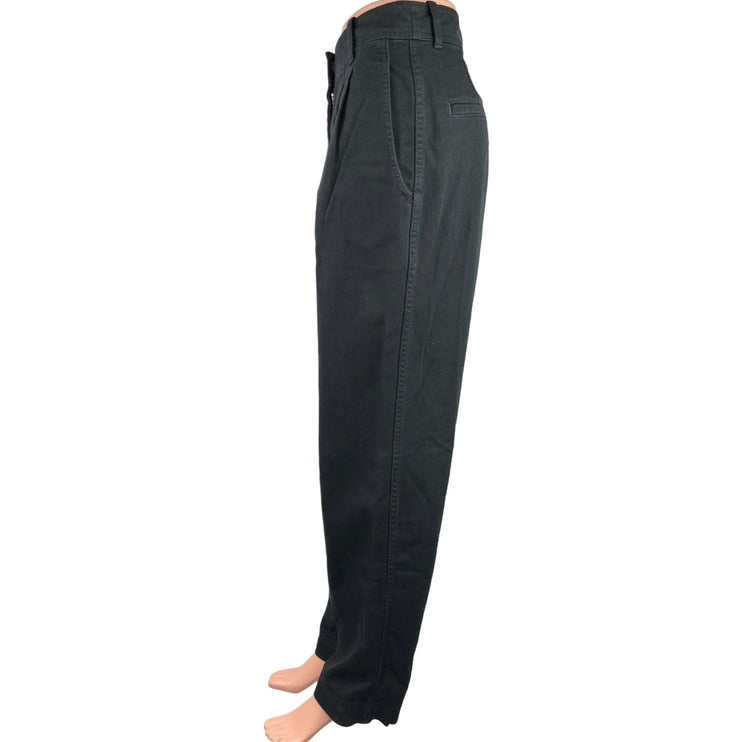 NEW Aritzia Antares Black Pleated Straight Leg High Waist Twill Ankle Pants Sz 2