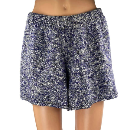 Something Navy Women's Blue Merino Wool Wide Leg Casual Lounge Sweat Shorts Sz L