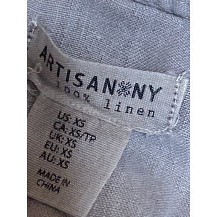 Artisan NY Gray 100% Linen Lace Hem Sleeveless Tank Mini Shift Dress Size XS