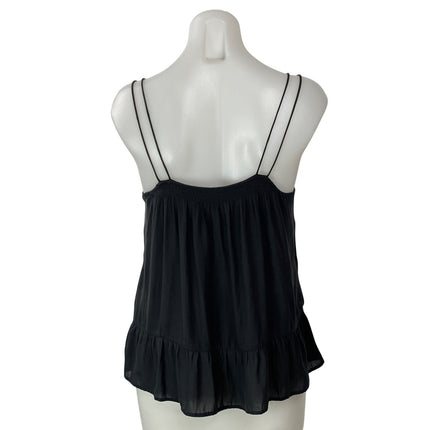 GAP Women's Black Sleeveless Ruffles Smocked Flowy Cami Camisole Tank Top Size 0