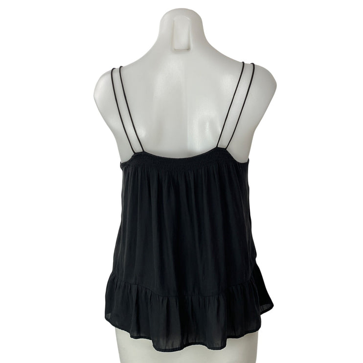GAP Women's Black Sleeveless Ruffles Smocked Flowy Cami Camisole Tank Top Size 0