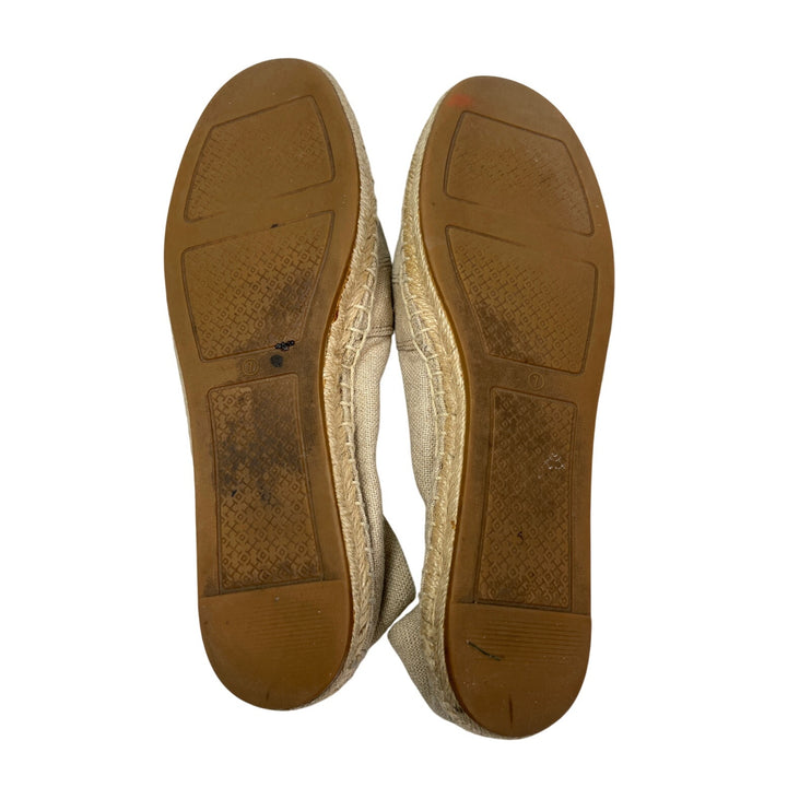 Tory Burch Weston Womens Canvas Logo Round Toe Slip On Espadrilles Flats Shoes 7